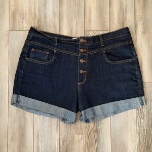 High Waisted Button Denim Shorts